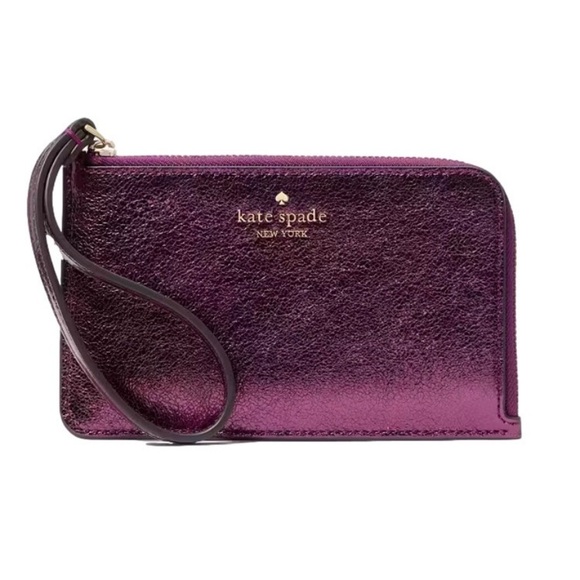 kate spade Handbags - NWT Kate Spade Lucy Metallic Small L-Zip Wristlet